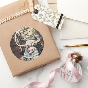 Adesivo Redondo Flamingo Alice no País das Maravilhas