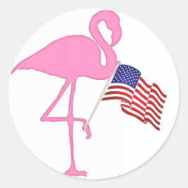 Adesivo Redondo Flamingo Americano Patriótico com Bandeira