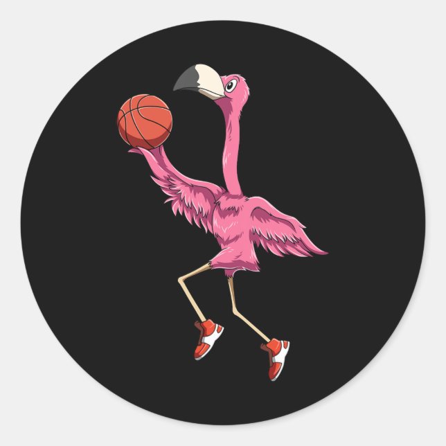 Adesivo Redondo Flamingo Basbol Flamingo Playing Basball Fl (Frente)