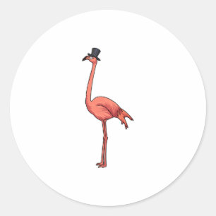 Adesivo Redondo Flamingo com chapéu