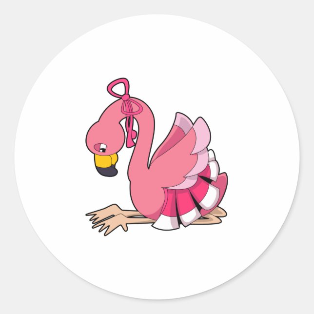 Adesivo Redondo Flamingo com Faixa de Opções (Frente)