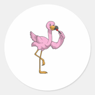 Adesivo Redondo Flamingo com Lábios Vermelhos