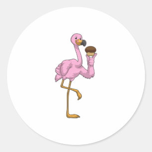 Adesivo Redondo Flamingo com Muffin