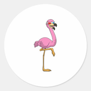 Adesivo Redondo Flamingo com Óculos