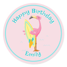 Flamingo com Pink Surfboard