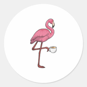 Adesivo Redondo Flamingo com Taça de Café