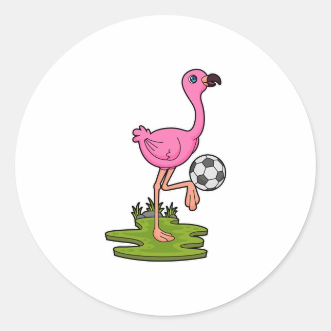 Adesivo Redondo Flamingo como jogador de futebol com futebol (Frente)