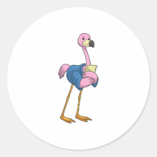 Adesivo Redondo Flamingo como Secretário com Notepad