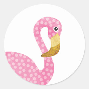 Adesivo Redondo Flamingo cor-de-rosa das bolinhas da aguarela