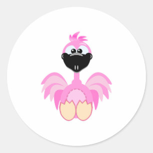 Adesivo Redondo Flamingo Cute Goofkins