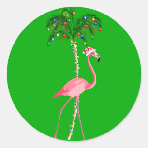 Adesivo Redondo Flamingo de Natal