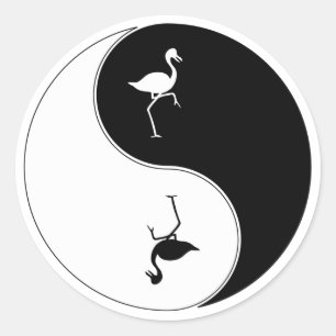 Adesivo Redondo Flamingo de Yin Yang