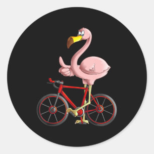Adesivo Redondo Flamingo Dirigindo Bicicleta Legal Bikers Engraça