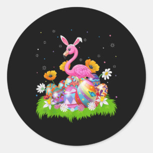 Adesivo Redondo Flamingo Easter Ovo Hunt Cony Ear Flamingo Páscoa