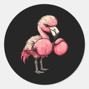 Adesivo Redondo Flamingo Engraçado Com Luvas Rosa Crianças Adultos