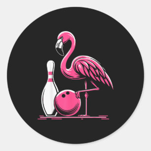 Adesivo Redondo Flamingo Engraçado de Boliche N Bowl Jogador 