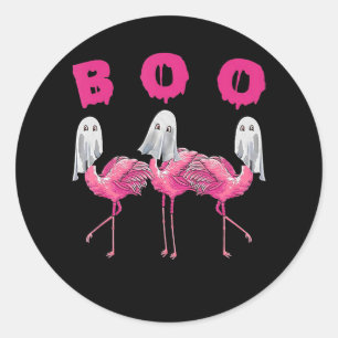 Adesivo Redondo Flamingo Fantasia de Halloween do Ghost Flamingo