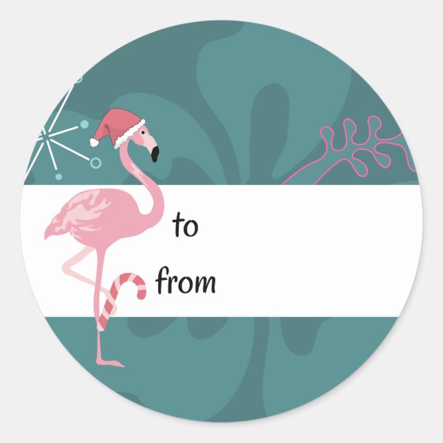 Adesivo Redondo Flamingo Gift Stickers (Frente)