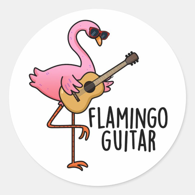 Adesivo Redondo Flamingo Guitar Música Encantada (Frente)