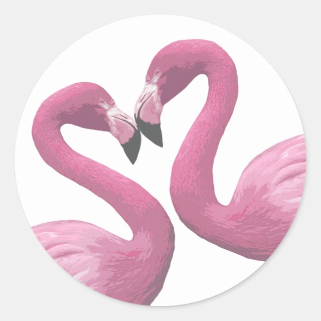 Adesivo Redondo Flamingo Heart (Frente)