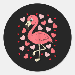Adesivo Redondo Flamingo Heart Dia de os namorados Cute Bird Lov