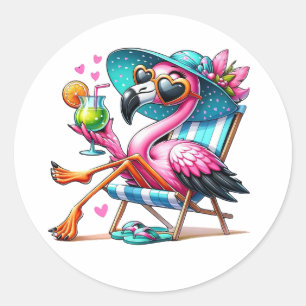 Adesivo Redondo Flamingo legal