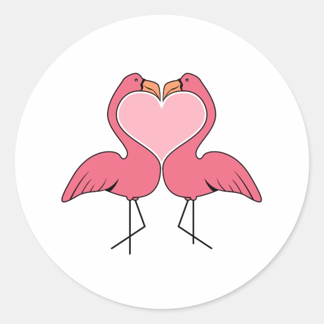 Adesivo Redondo Flamingo Love (Frente)