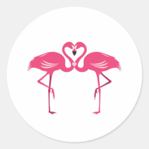 Adesivo Redondo Flamingo Love