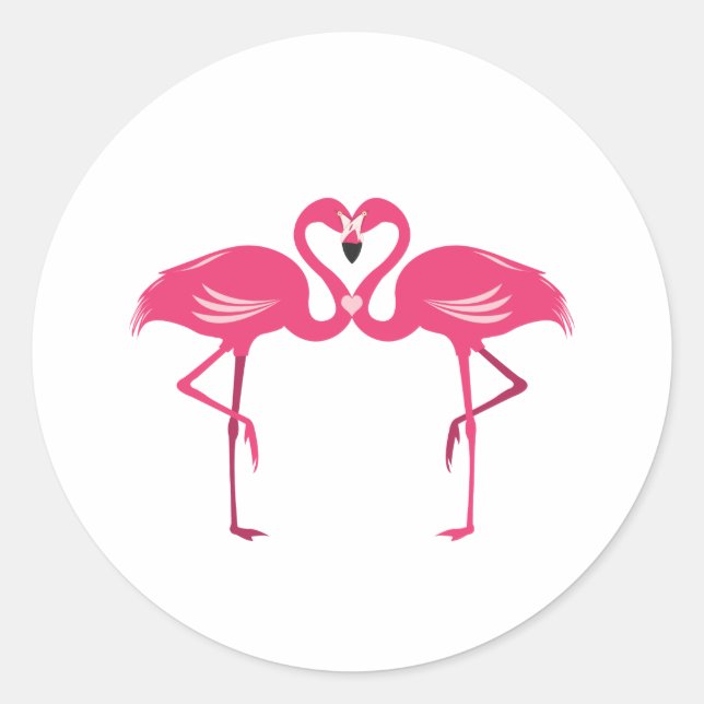 Adesivo Redondo Flamingo Love (Frente)