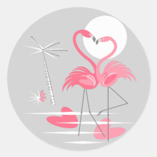Adesivo Redondo Flamingo Love sticker round