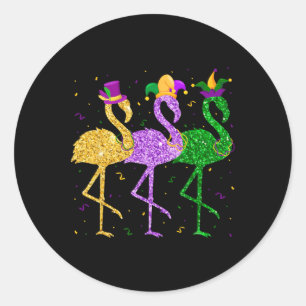 Adesivo Redondo Flamingo Mardi Gras Funny Mask Miçanga Carnaval Pa