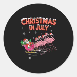 Adesivo Redondo Flamingo Natal Em Julho Xmas Verão W