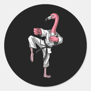 Adesivo Redondo Flamingo Pássaro Karatê Kickboxing Kung Fu Ninja L