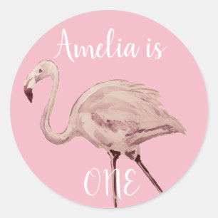 Adesivo Redondo Flamingo Pink Blocos de Aniversário