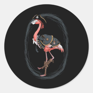 Adesivo Redondo Flamingo Pirate Dia de as Bruxas engraçado Ideia
