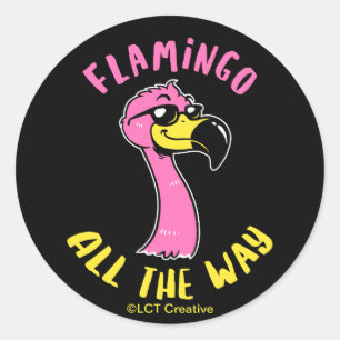 Adesivo Redondo Flamingo Por Todo O Caminho