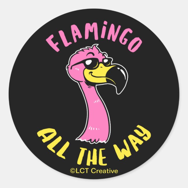 Adesivo Redondo Flamingo Por Todo O Caminho (Frente)