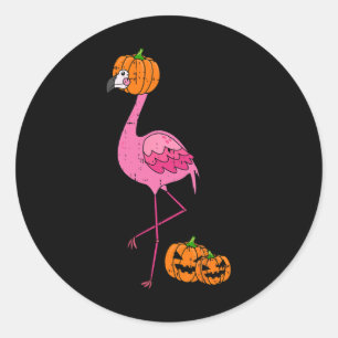 Adesivo Redondo Flamingo Pumpkin Cabeça Figurino Fácil Pássaro