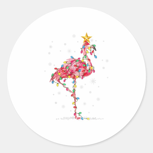 Adesivo Redondo Flamingo Reindeer Hat Papais noeis Natal L (Frente)