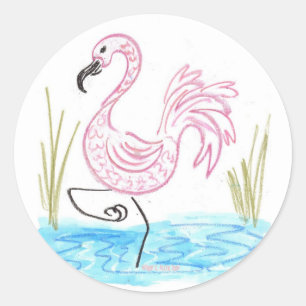Adesivo Redondo Flamingo rosa 13
