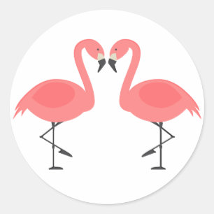 Adesivo Redondo Flamingo Rosa Casamento Tropical Luau Havaiano