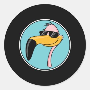 Adesivo Redondo flamingo rosa legal de óculos de sol