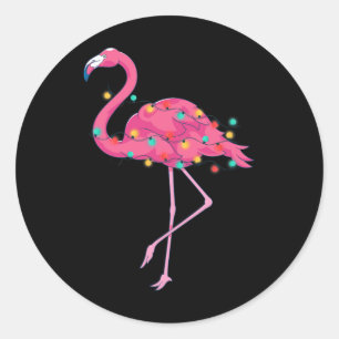 Adesivo Redondo Flamingo Rosa Tropical Havaí Verão Natal