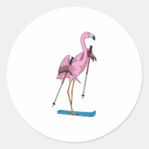 Adesivo Redondo Flamingo Skier Ski