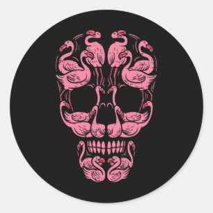 Adesivo Redondo Flamingo Skull, Cancer de consciência Halloween W
