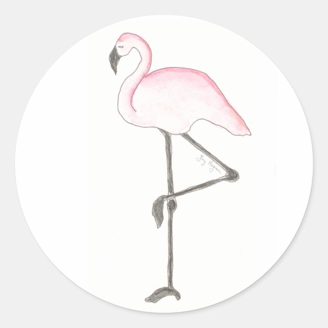 Adesivo Redondo Flamingo Sticker (Frente)
