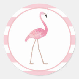 Adesivo Redondo Flamingo Sticker Tiras Rosa