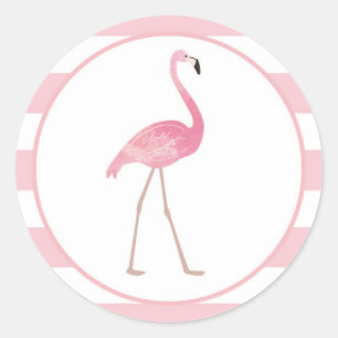 Adesivo Redondo Flamingo Sticker Tiras Rosa