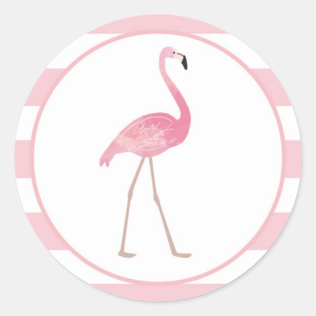 Adesivo Redondo Flamingo Sticker Tiras Rosa (Frente)