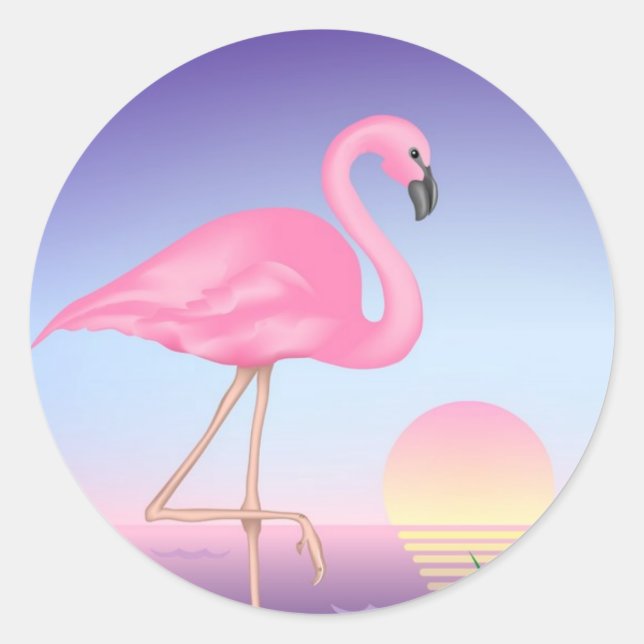 Adesivo Redondo Flamingo Stickers (Frente)